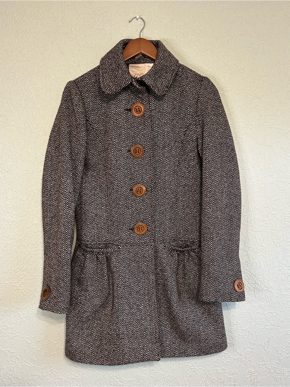 Roxy by Louie Louie Wool Blend Tweed Fitted Coat M